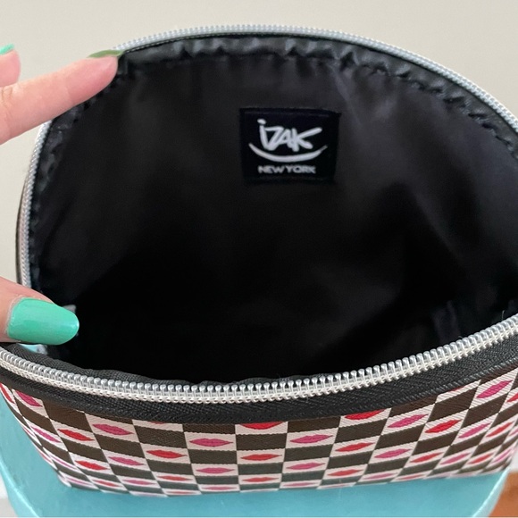 Izak New York Pink Red Lipstick Printed Cosmetic Case Zippered Bag - Picture 4 of 4